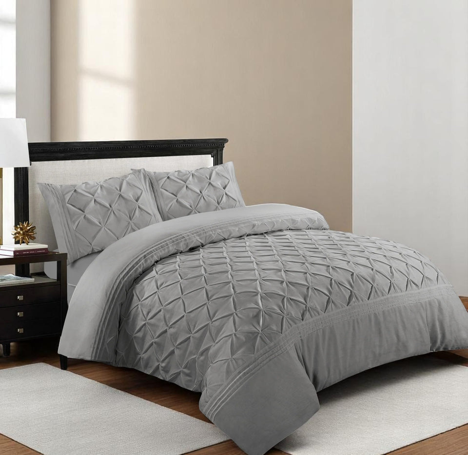 Deluxe Pinch Pleated Bedding Set – 100% Microfiber Comfort | Includes Pillowcases