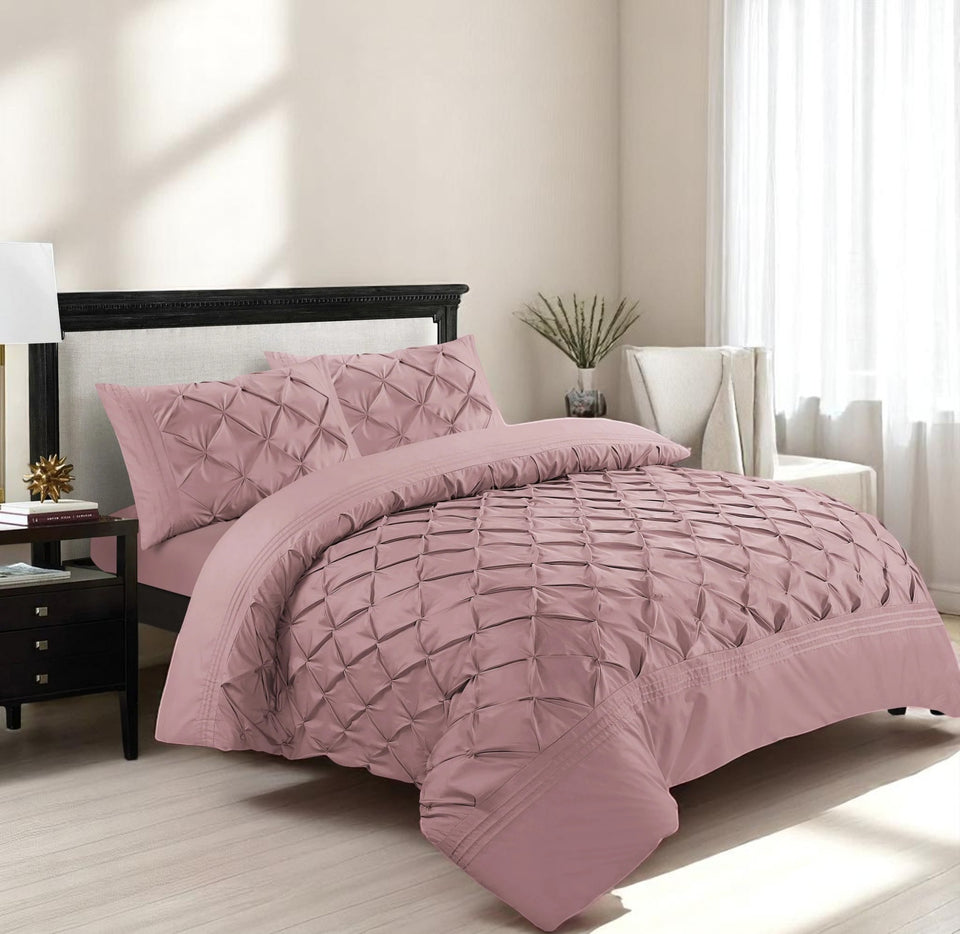 Deluxe Pinch Pleated Bedding Set – 100% Microfiber Comfort | Includes Pillowcases