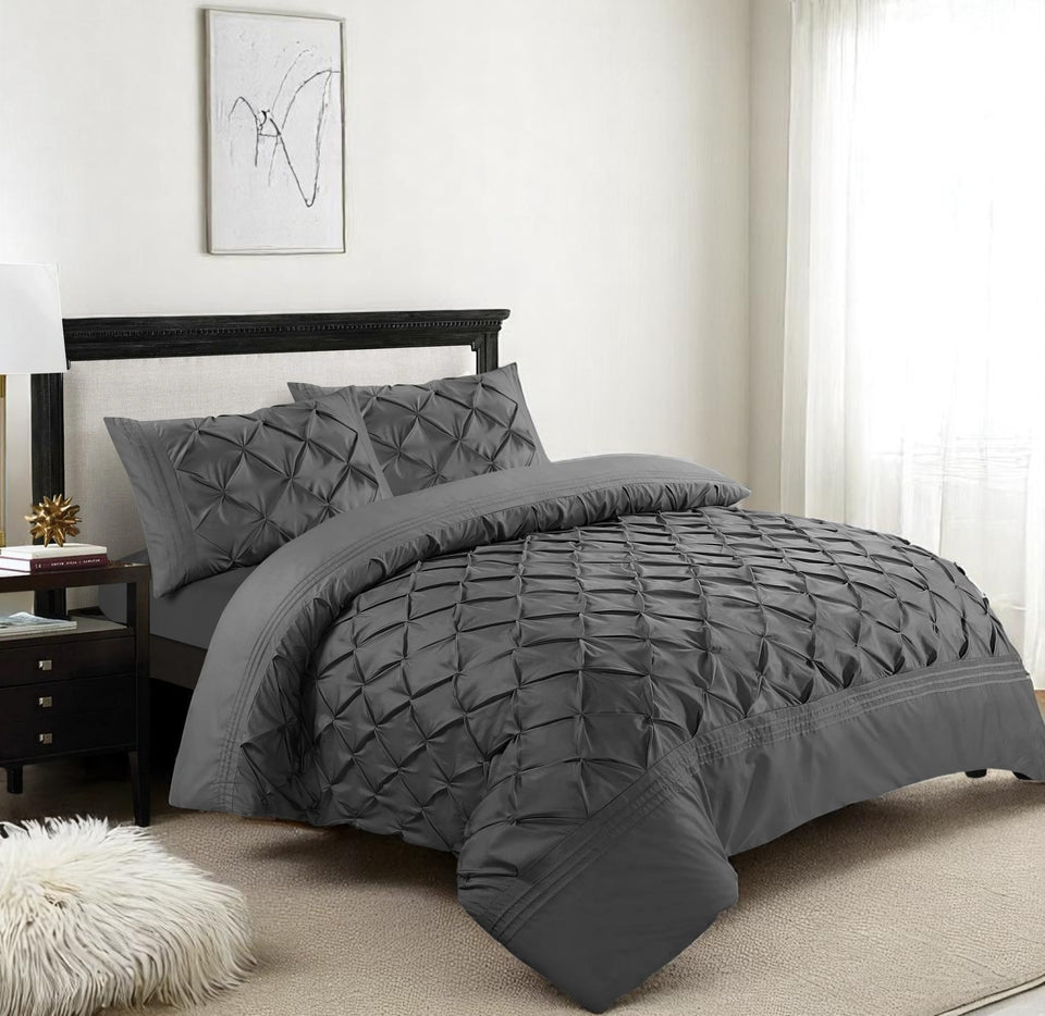 Deluxe Pinch Pleated Bedding Set – 100% Microfiber Comfort | Includes Pillowcases